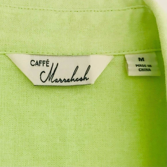 New! Linen Button Down Lime Oversized Camp ShirtTop - Picture 9 of 11